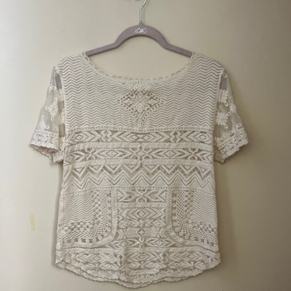 Meadow Rue Cream Embroidered Blouse - Picture 3 of 7